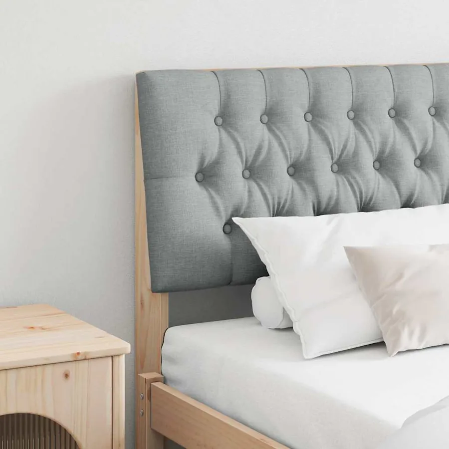 Tête de lit capitonnée Gris clair 200 cm Pin massif