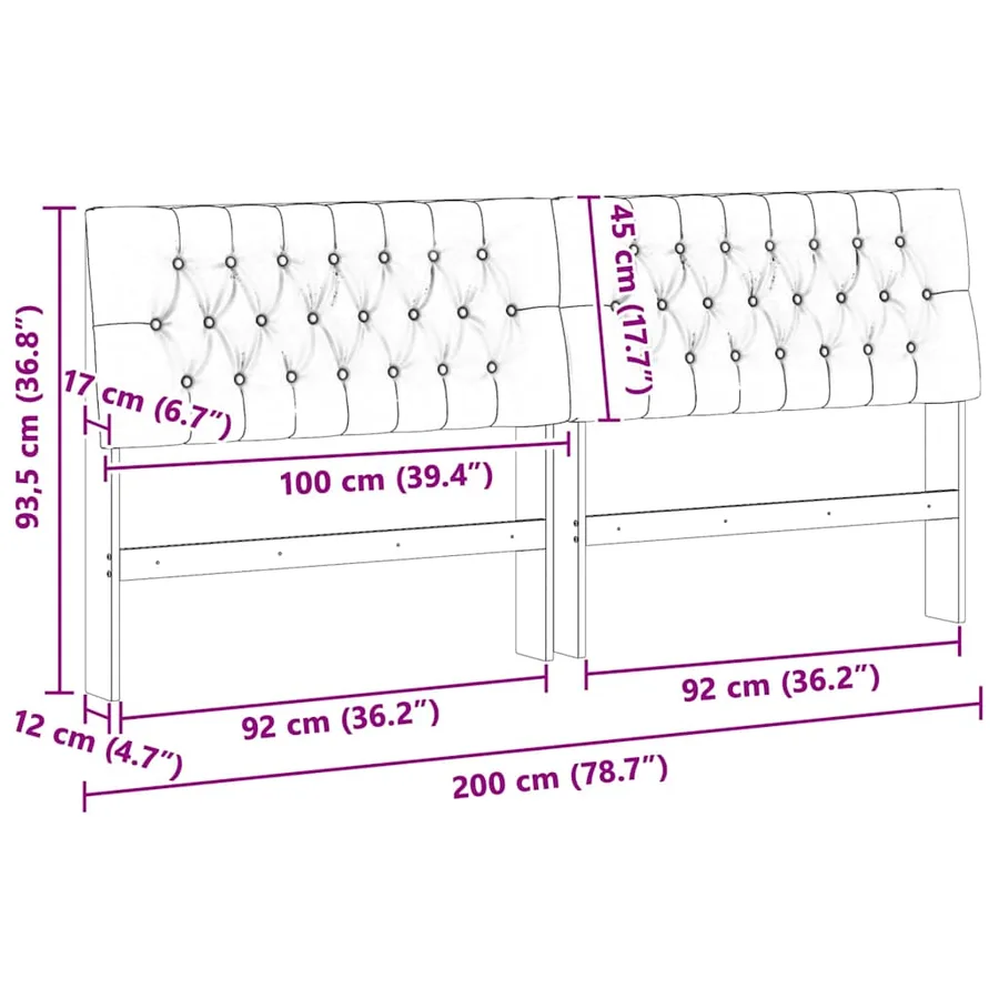Tête de lit capitonnée Gris clair 200 cm Pin massif - 11