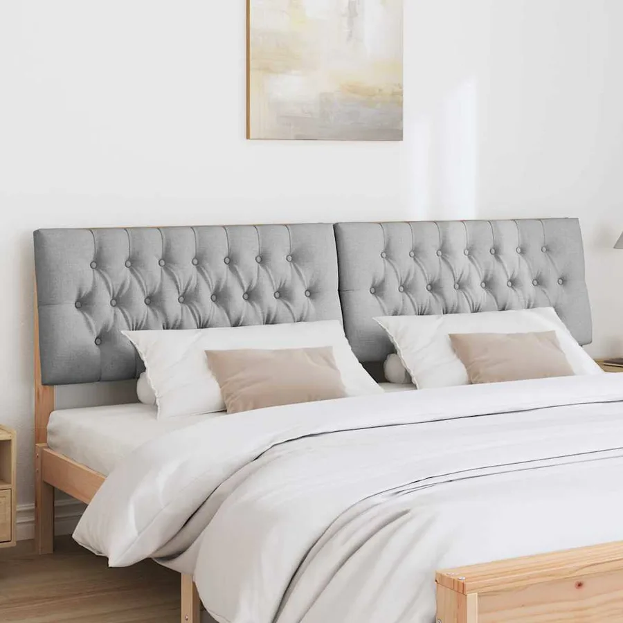 Tête de lit capitonnée Gris clair 200 cm Pin massif - 3
