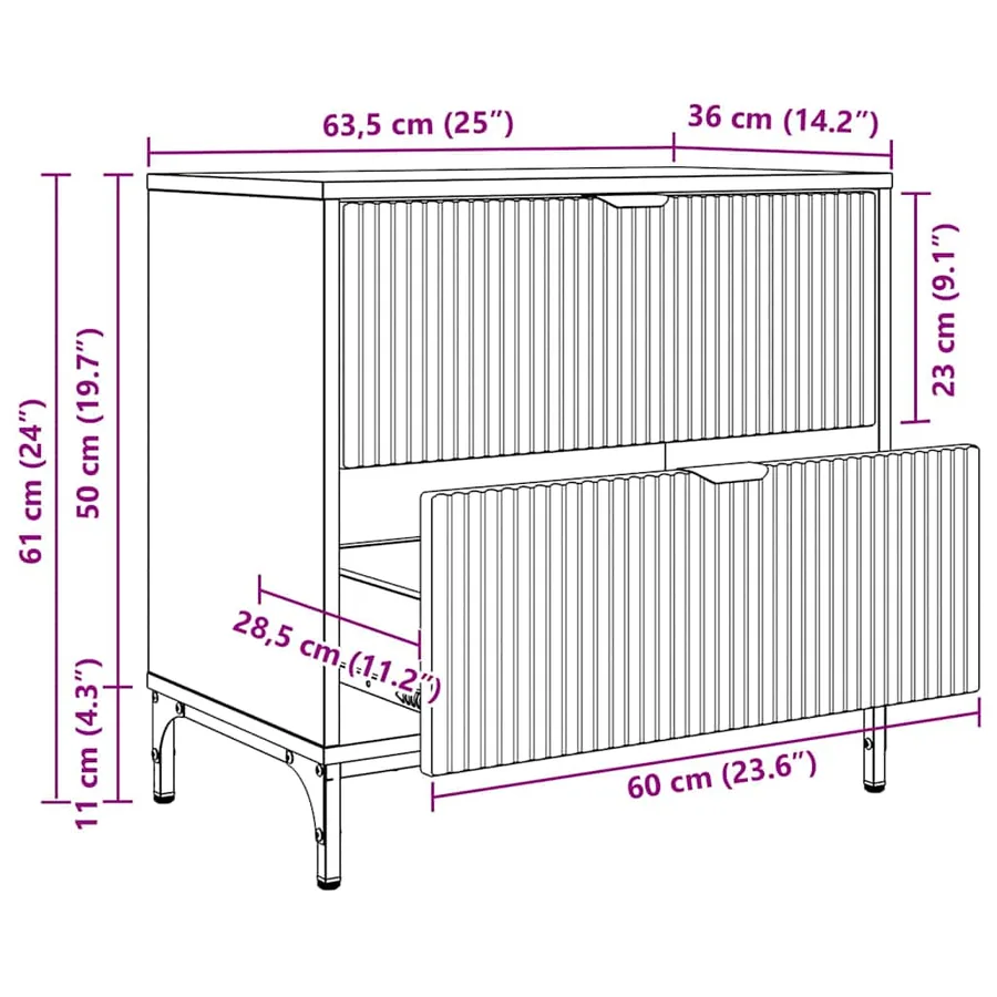 Table de chevet chêne artisanal 63,5 x 36 x 61 cm - 14