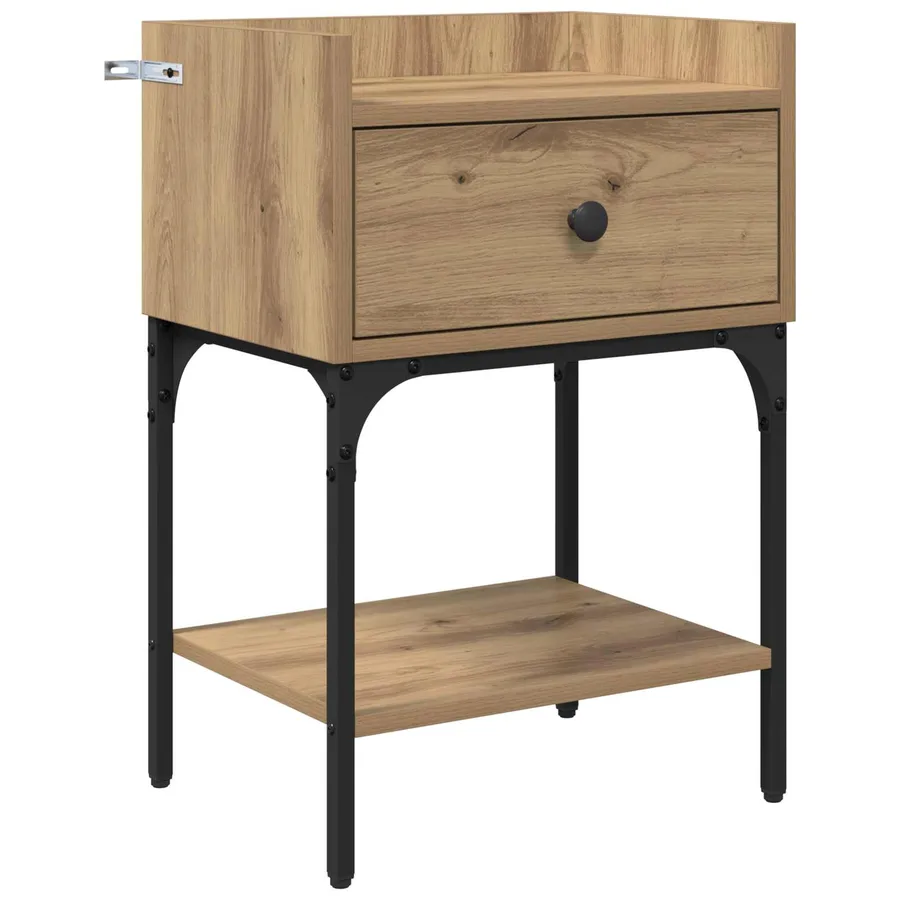Table de chevet 2 pc Chêne artisanal 40 x 29 x 60 cm - 6