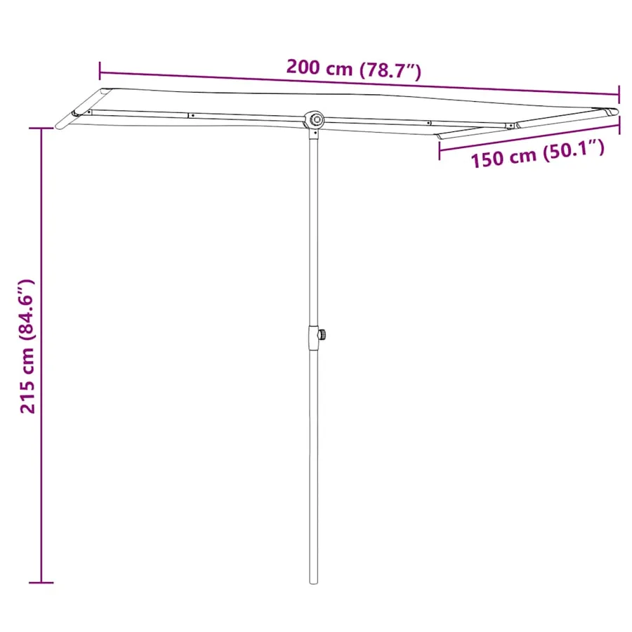 Parasol de jardin avec mât en aluminium 2x1,5 m Noir - 11