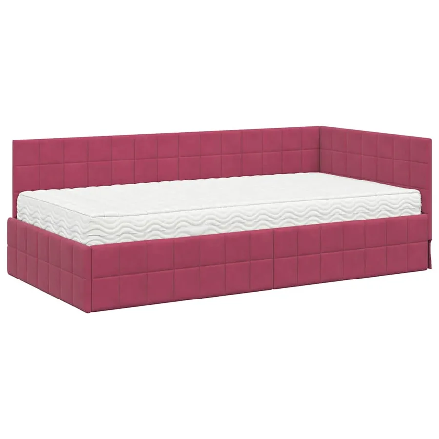 Cadre de lit d'angle avec matelas 2 pcs Vert Velours - 4