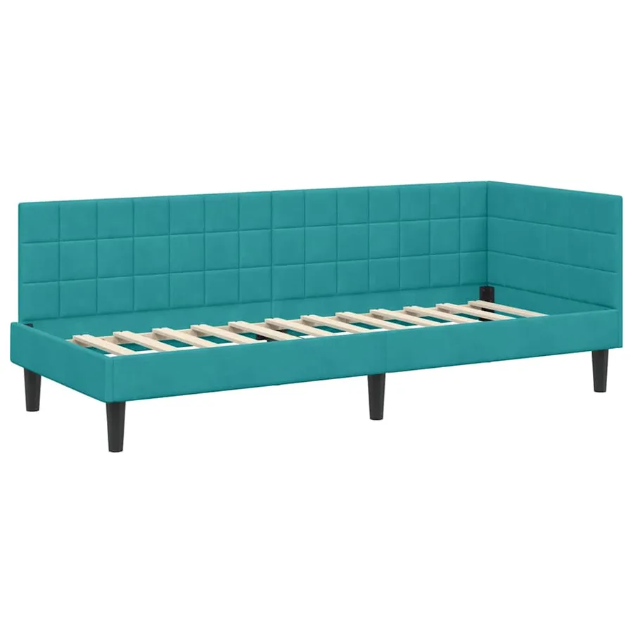 Cadre de lit d'angle avec matelas 2 pcs Turquoise Velours - 6
