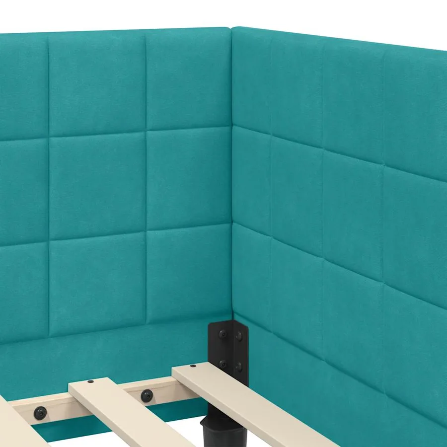 Cadre de lit d'angle avec matelas 2 pcs Turquoise Velours - 8