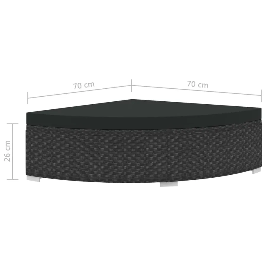 Salon de jardin 6 pcs avec coussins résine tressée noir - 11