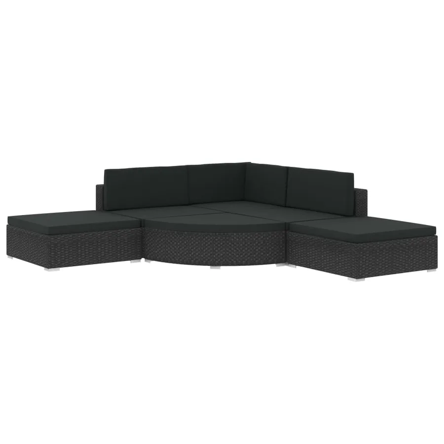 Salon de jardin 6 pcs avec coussins résine tressée noir - 2