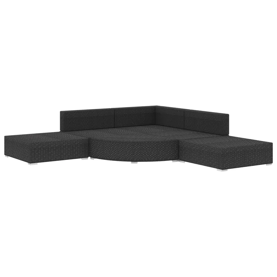 Salon de jardin 6 pcs avec coussins résine tressée noir - 3