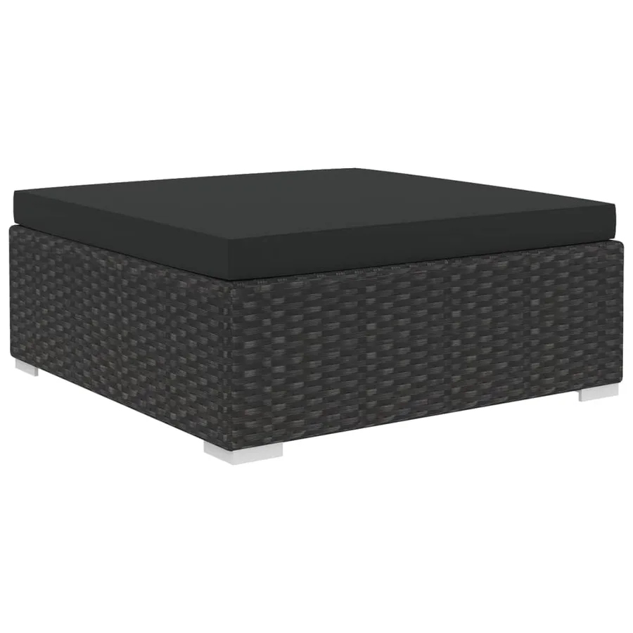 Salon de jardin 6 pcs avec coussins résine tressée noir - 5