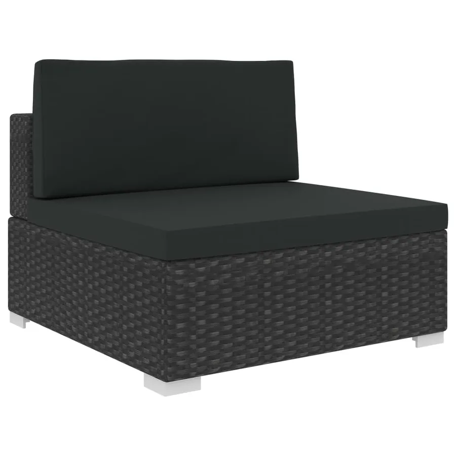 Salon de jardin 6 pcs avec coussins résine tressée noir - 6