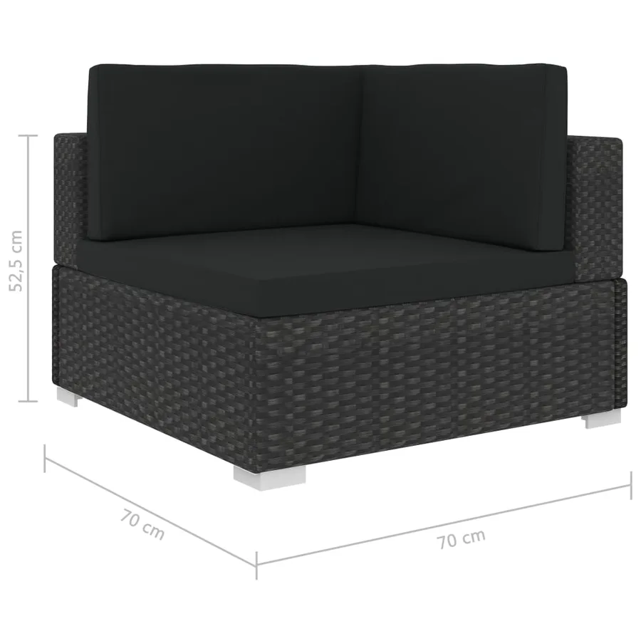 Salon de jardin 6 pcs avec coussins résine tressée noir - 8