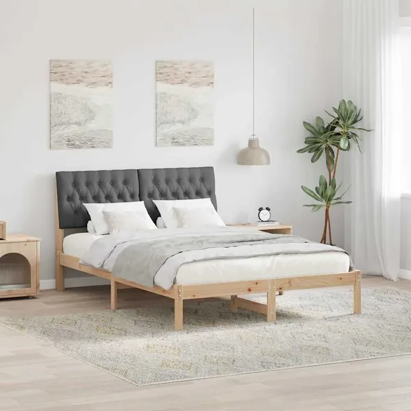 Cadre de lit avec tête de lit rembourrée Marron 150 x 200 cm