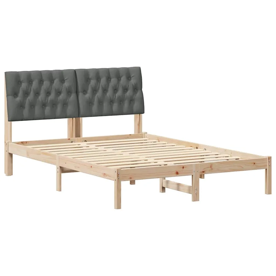 Cadre de lit avec tête de lit rembourrée Marron 150 x 200 cm - 2