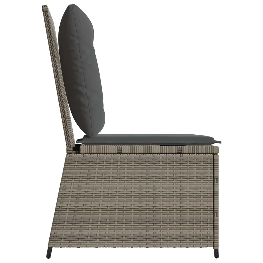 Canapé de jardin avec coussin Gris polyrotin - 5