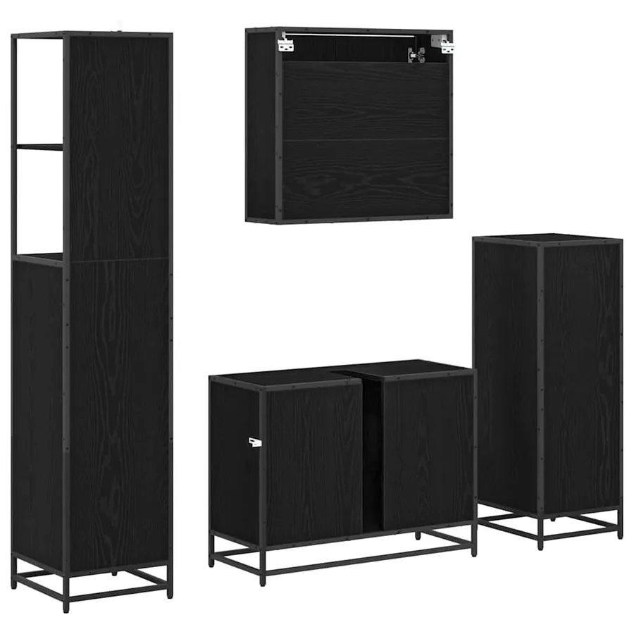 Ensemble de mobilier de salle de bain 4 pcs Chêne noir - 8