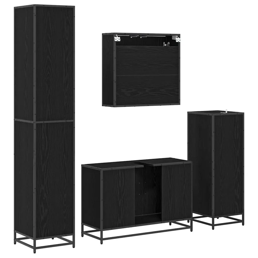 Ensemble de mobilier de salle de bain 4 pcs Chêne noir - 8