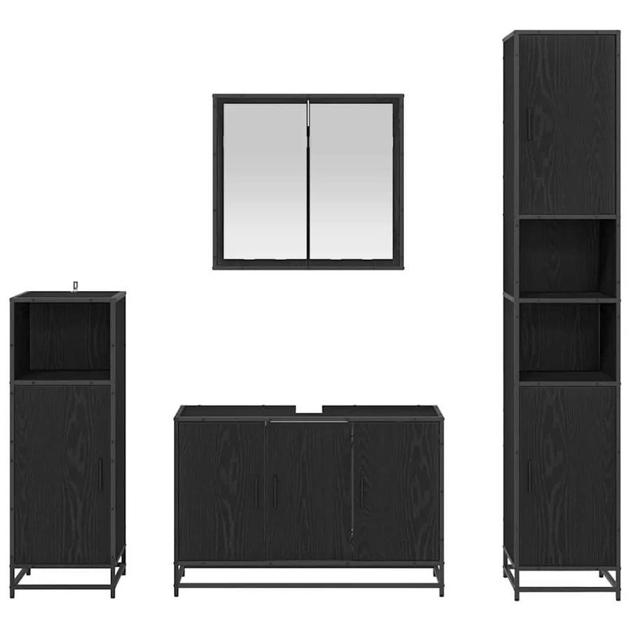 Ensemble de mobilier de salle de bain 4 pcs Chêne noir - 9