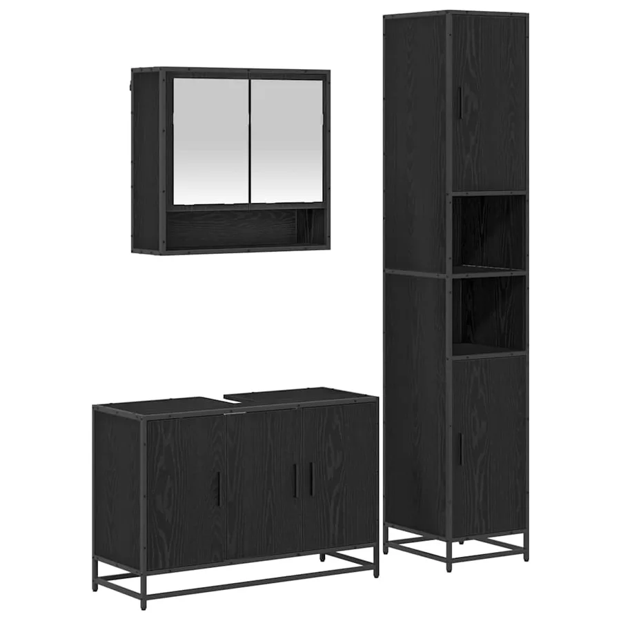 Ensemble de mobilier de salle de bain 3 pcs Chêne noir - 2
