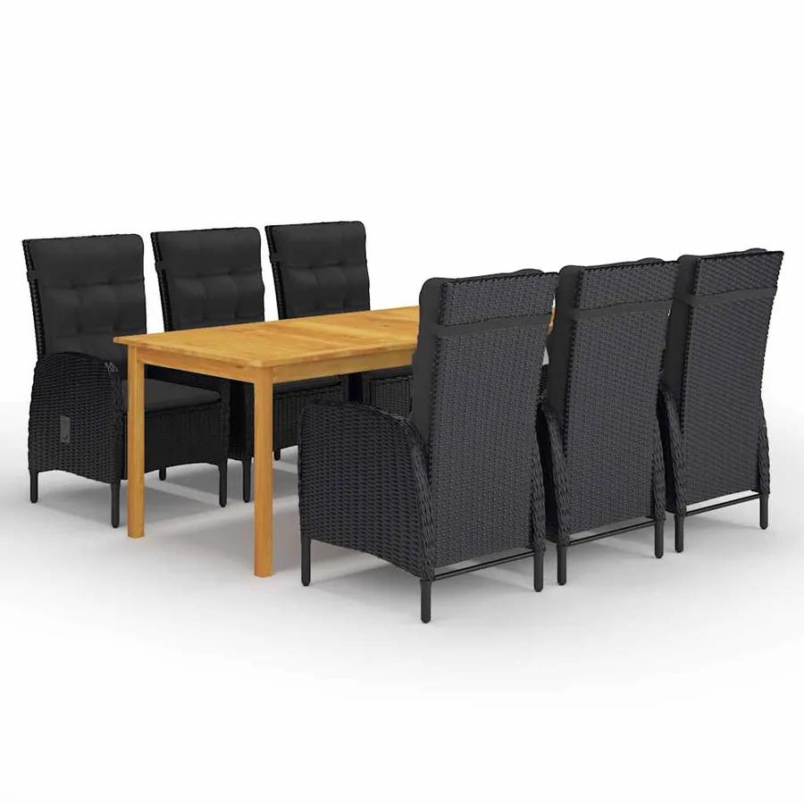 Ensemble à manger de jardin 7 pcs Noir