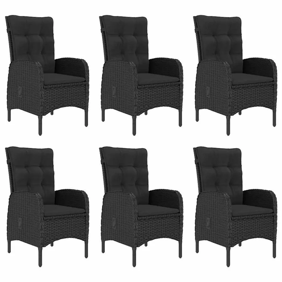 Ensemble à manger de jardin 7 pcs Noir - 5