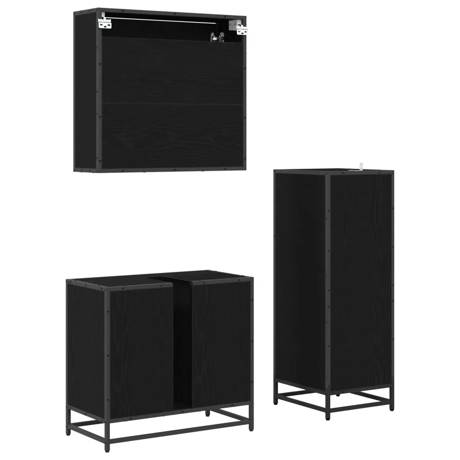 Ensemble de mobilier de salle de bain 3 pcs Chêne noir - 10