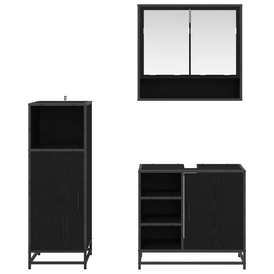 Ensemble de mobilier de salle de bain 3 pcs Chêne noir - 9