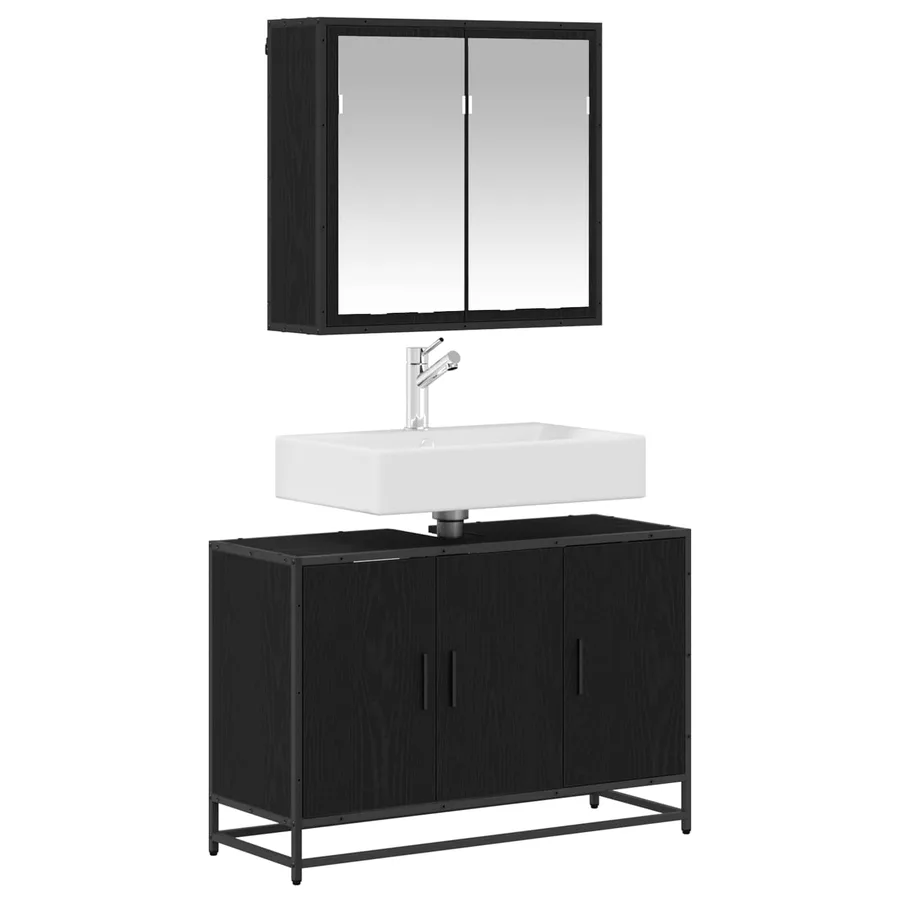 Ensemble de mobilier de salle de bain 2 pcs Chêne noir - 3