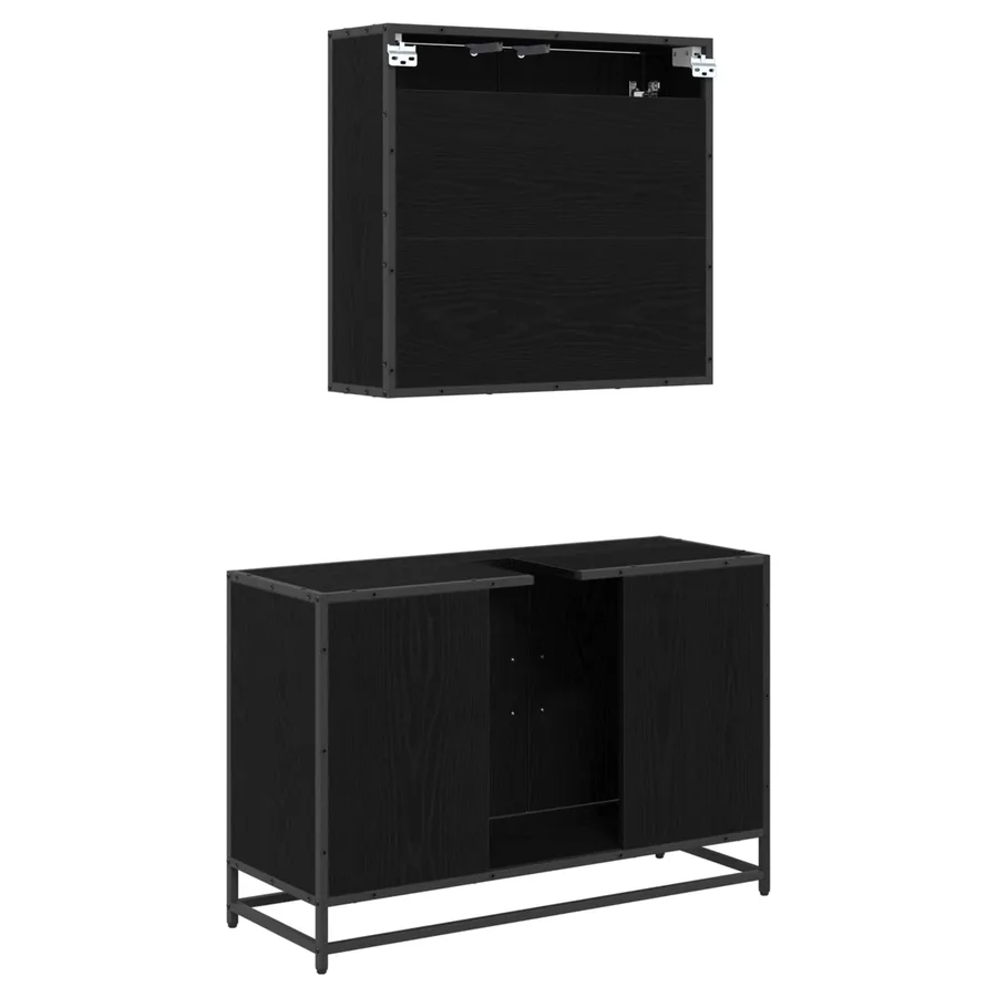 Ensemble de mobilier de salle de bain 2 pcs Chêne noir - 9