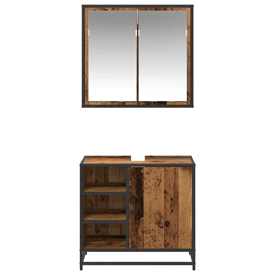 Ensemble de mobilier de salle de bain 2 pcs Bois Ancien - 7