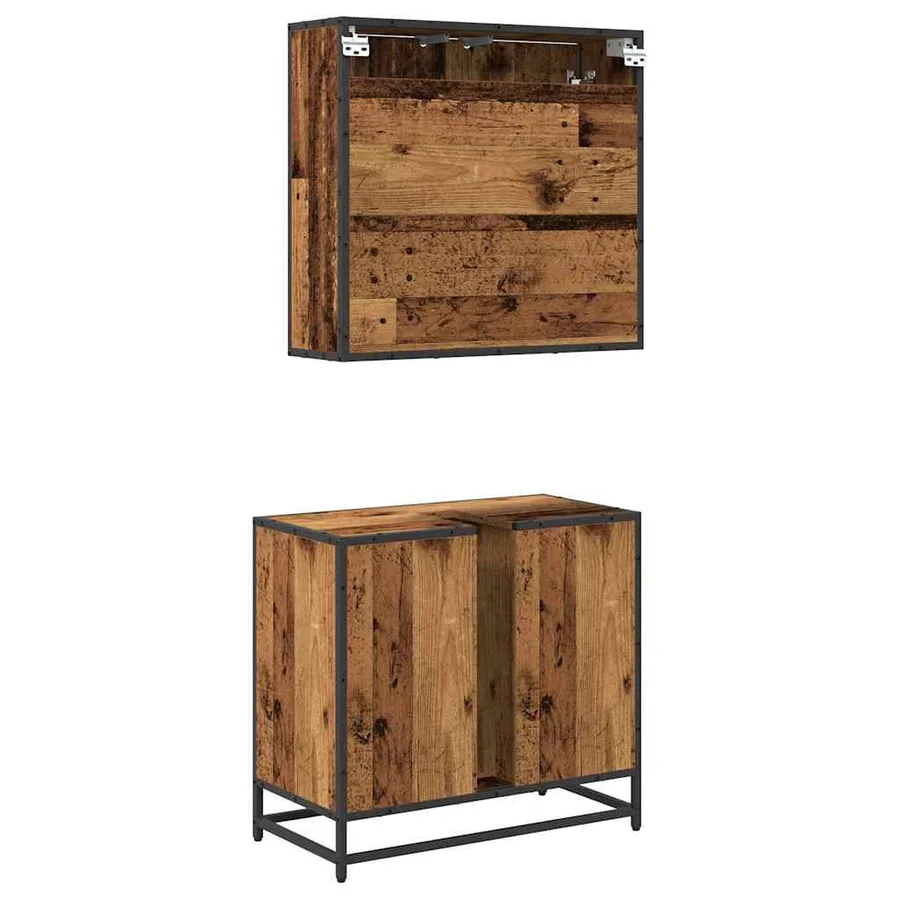 Ensemble de mobilier de salle de bain 2 pcs Bois Ancien - 9