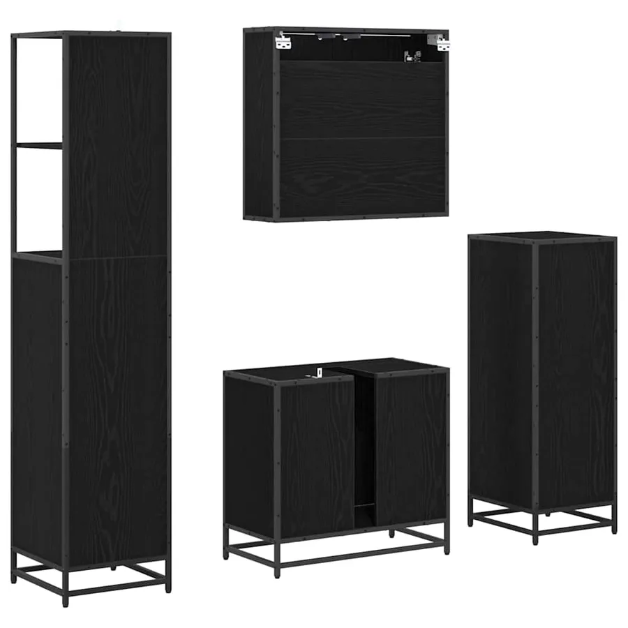 Ensemble de mobilier de salle de bain 4 pcs Chêne noir - 10