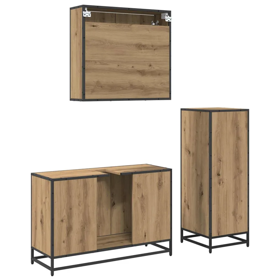 Ensemble de mobilier de salle de bain 3 pc Chêne artisanal - 10