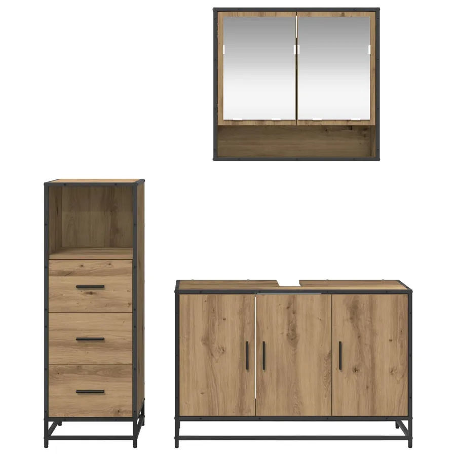Ensemble de mobilier de salle de bain 3 pc Chêne artisanal - 9