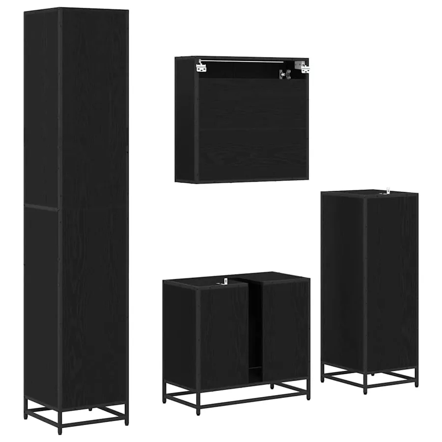 Ensemble de mobilier de salle de bain 4 pcs Chêne noir - 10
