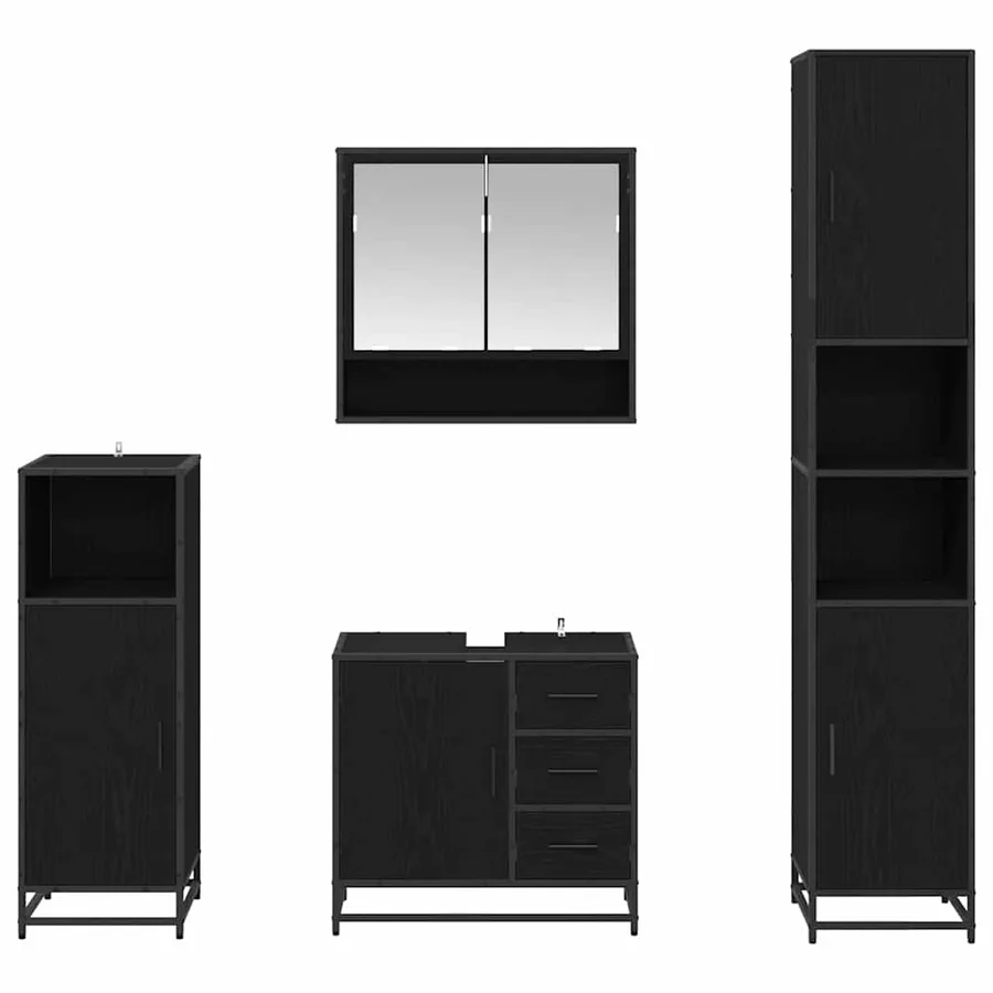 Ensemble de mobilier de salle de bain 4 pcs Chêne noir - 9