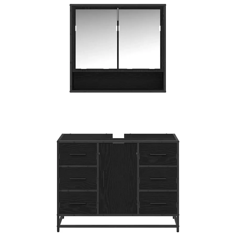 Ensemble de mobilier de salle de bain 2 pcs Chêne noir - 7