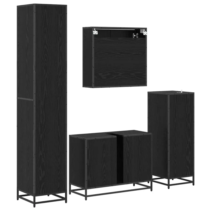 Ensemble de mobilier de salle de bain 4 pcs Chêne noir - 8
