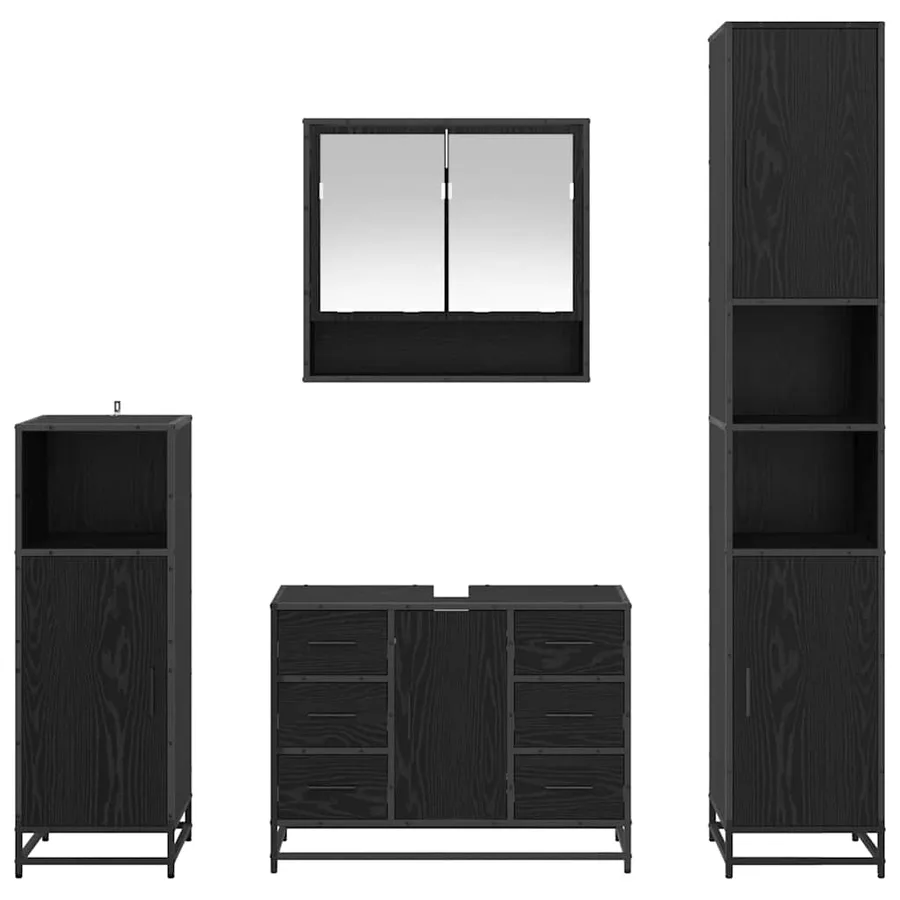 Ensemble de mobilier de salle de bain 4 pcs Chêne noir - 9