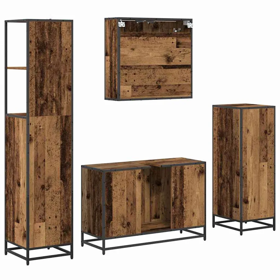 Ensemble de mobilier de salle de bain 4 pcs Bois Ancien - 8