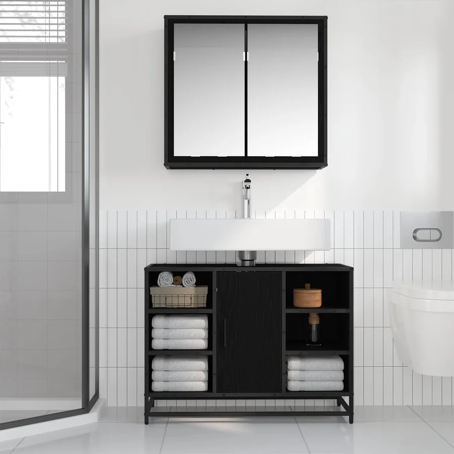 Ensemble de mobilier de salle de bain 2 pcs Chêne noir - 4