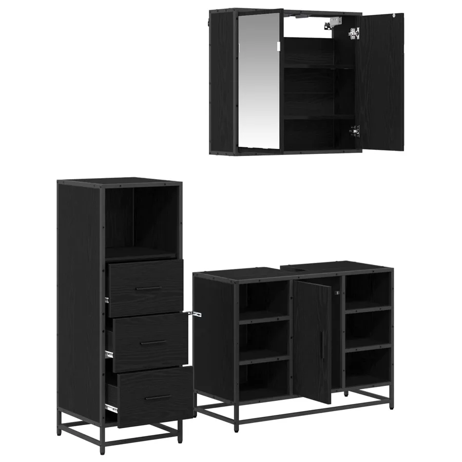 Ensemble de mobilier de salle de bain 3 pcs Chêne noir - 5