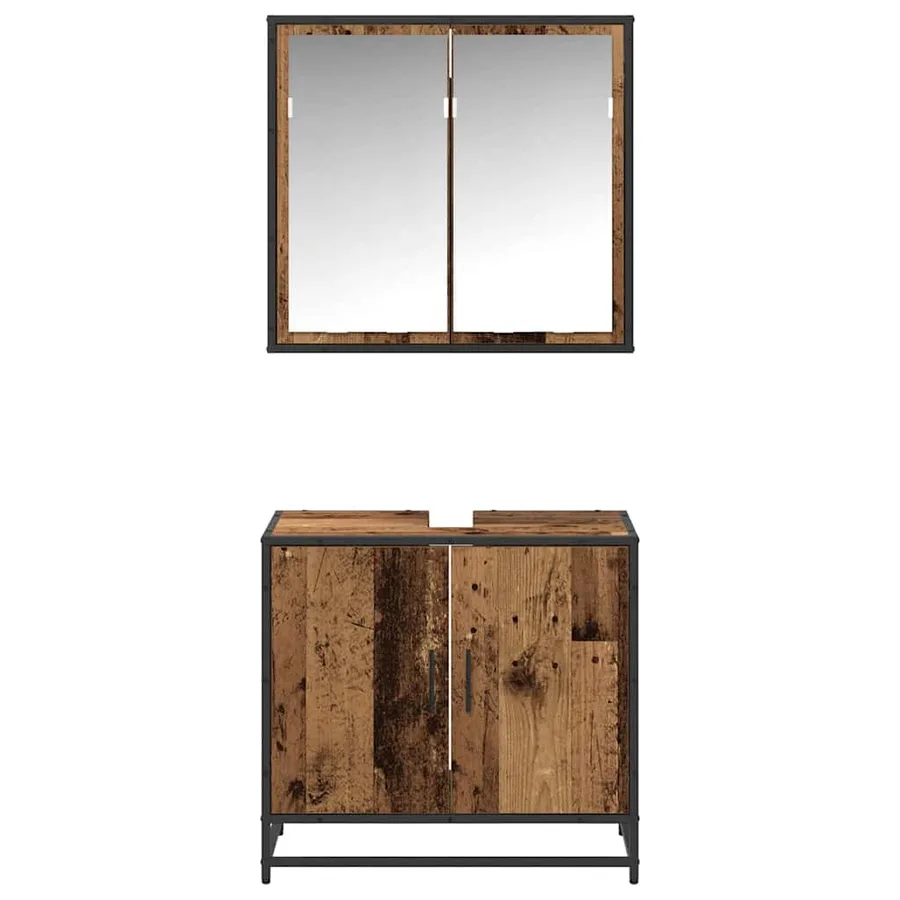 Ensemble de mobilier de salle de bain 2 pcs Bois Ancien - 7