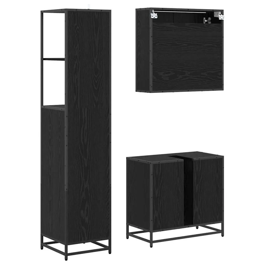 Ensemble de mobilier de salle de bain 3 pcs Chêne noir - 9
