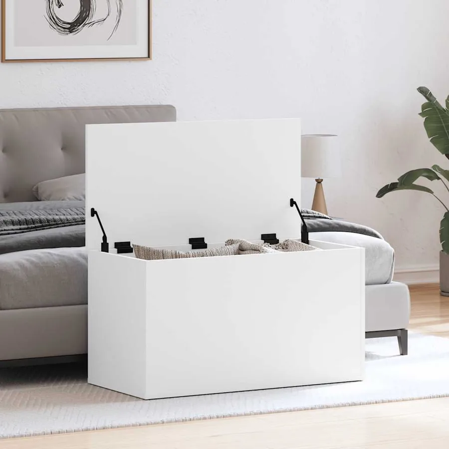 Coffre de rangement Blanc 84x42x46 cm Bois d'ingénierie