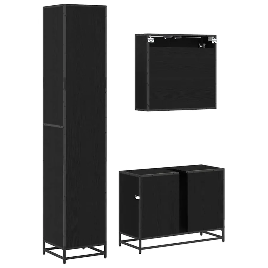 Ensemble de mobilier de salle de bain 3 pcs Chêne noir - 9
