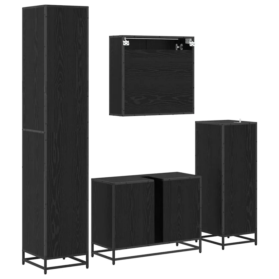 Ensemble de mobilier de salle de bain 4 pcs Chêne noir - 8
