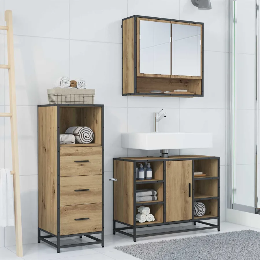 Ensemble de mobilier de salle de bain 3 pc Chêne artisanal - 4