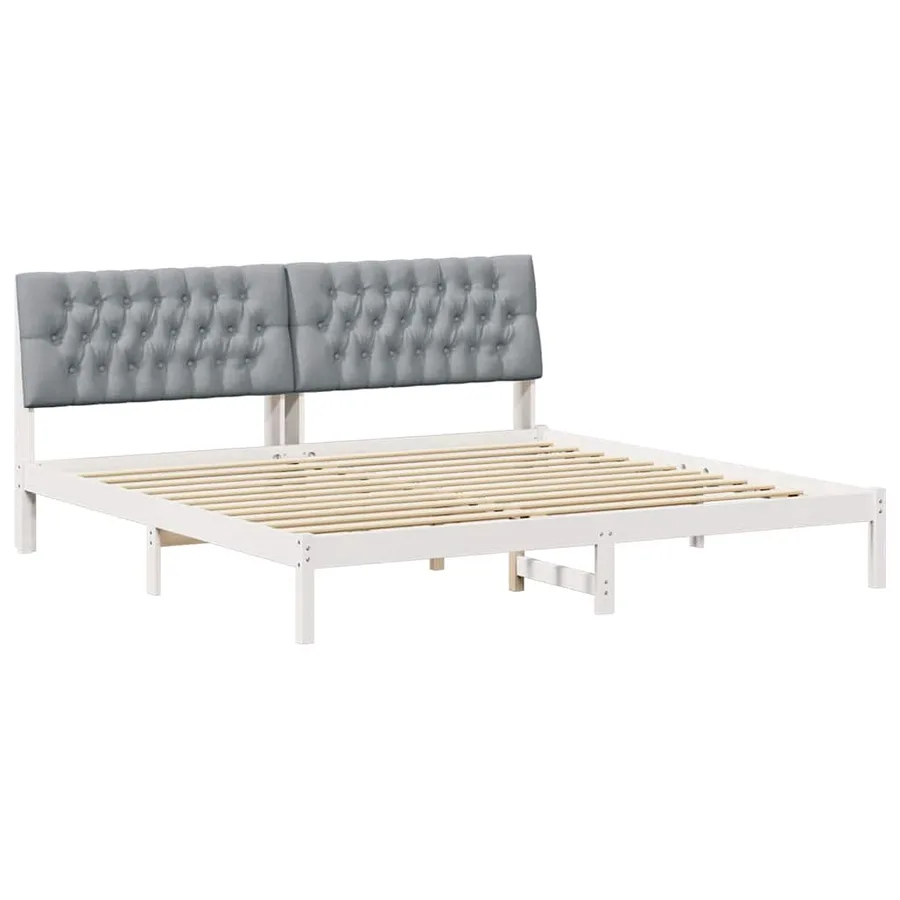 Cadre de lit avec tête de lit rembourrée Blanc 200 x 200 cm - 2