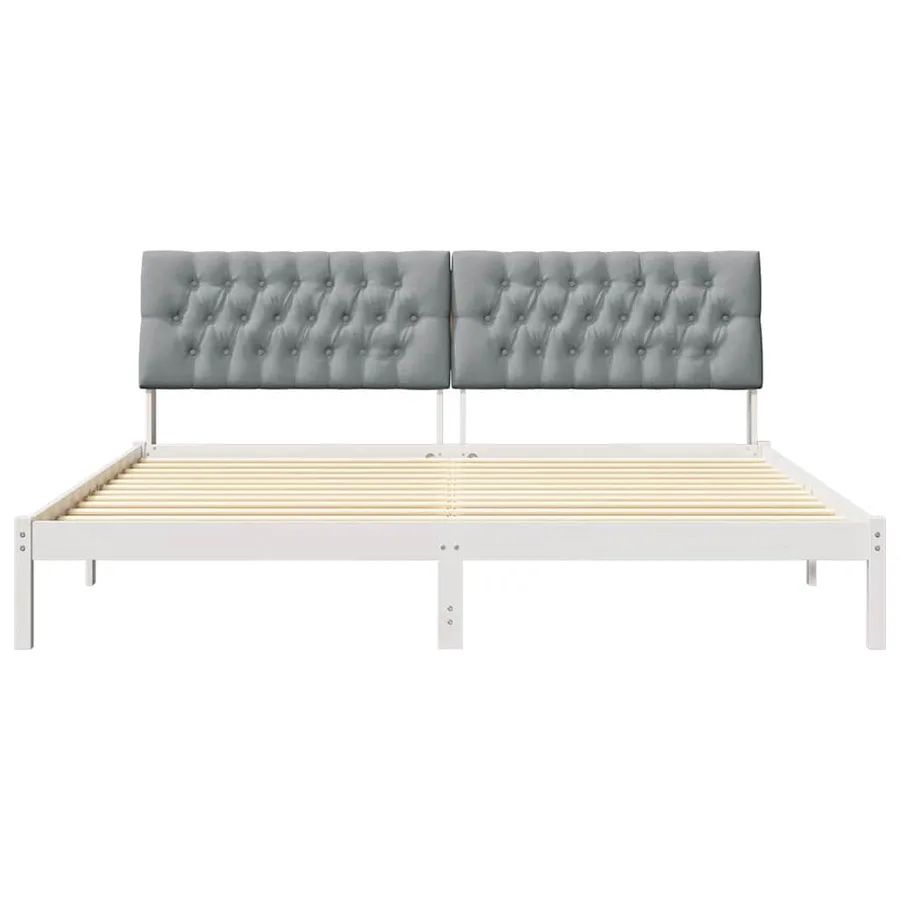 Cadre de lit avec tête de lit rembourrée Blanc 200 x 200 cm - 5