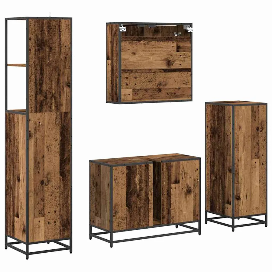 Ensemble de mobilier de salle de bain 4 pcs Bois ancien - 10